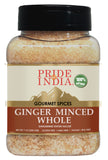 Pride of India – Ginger Minced Whole – Gourmet Spice – Rich in Antioxidant – Potent Flavor - Great for Adding Flavor to Stir Fries & Sauces – Easy to Use – 1.9 oz. Small Dual Sifter Bottle