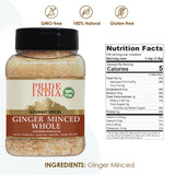 Pride of India – Ginger Minced Whole – Gourmet Spice – Rich in Antioxidant – Potent Flavor - Great for Adding Flavor to Stir Fries & Sauces – Easy to Use – 1.9 oz. Small Dual Sifter Bottle