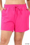 Plus French Terry Drawstring Waist Shorts