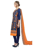 Generic Women's Cotton Salwar Material (Navy Blue,