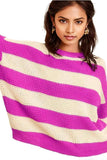 Striped Round Neck Loose Fit Sweater