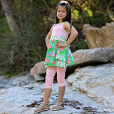 AnnLoren Little Toddler Big Girls' Floral Dress Leggings Boutique