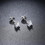 10 Cttw Pave Halo Disc Necklace & Stud Earring With Crystals 18K White