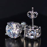 10 Cttw Pave Halo Disc Necklace & Stud Earring With Crystals 18K White