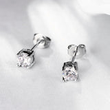 10 Cttw Pave Halo Disc Necklace & Stud Earring With Crystals 18K White