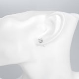 10 Cttw Pave Halo Disc Necklace & Stud Earring With Crystals 18K White