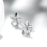 Crystal Flower Stud Earring in 18K White Gold Plated