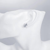 Crystal Flower Stud Earring in 18K White Gold Plated