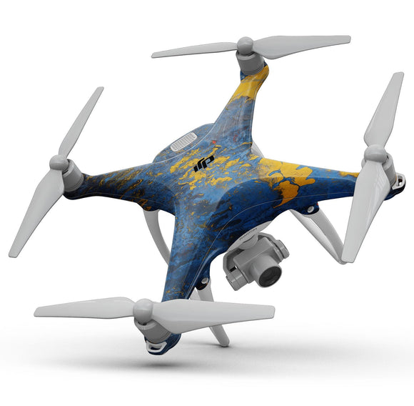 Abstract Blue and Gold Wet Paint - Full-Body Skin Kit for the DJI