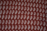 Red and Black Paisely Design Hand Block Printed Naturally Dyed