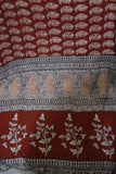 Red and Black Paisely Design Hand Block Printed Naturally Dyed