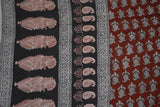 Red and Black Paisely Design Hand Block Printed Naturally Dyed
