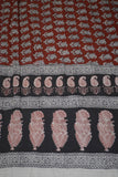 Red and Black Paisely Design Hand Block Printed Naturally Dyed