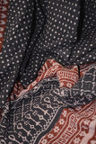 Red and Black Paisely Design Hand Block Printed Naturally Dyed