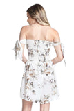 Women's Off Shoulder Smocked Floral Tie Romper