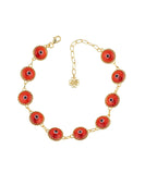 10 Beads Scarlet Evil Eye Women Gold Plated Silver Link Bracelet