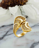 Gold Plated Sterling Silver Filigree Art Women Twisted Bypass Cocktail