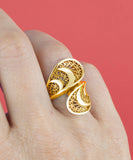 Gold Plated Sterling Silver Filigree Art Women Twisted Bypass Cocktail