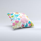Fun Colored Love-Heart Treats Ink-Fuzed Decorative Throw Pillow