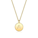 Smooth Disc Initial Necklace in 18K Gold Plated- 26 Letters Available