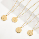 Smooth Disc Initial Necklace in 18K Gold Plated- 26 Letters Available