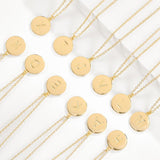 Smooth Disc Initial Necklace in 18K Gold Plated- 26 Letters Available