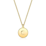 Smooth Disc Initial Necklace in 18K Gold Plated- 26 Letters Available