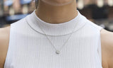 10 Cttw Pave Halo Disc Necklace & Stud Earring With Crystals 18K White