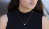 10 Cttw Pave Halo Disc Necklace & Stud Earring With Crystals 18K White