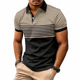 Mens Casual Stripe Short Sleeve Polo Shirt