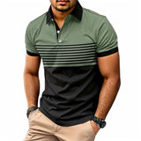 Mens Casual Stripe Short Sleeve Polo Shirt