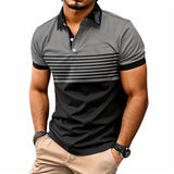Mens Casual Stripe Short Sleeve Polo Shirt