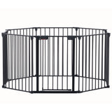 200" Adjustable Safety Gate 8 Panels Play Yard Metal Doorways Fireplace Fence Christmas Tree Fence Gate for House Stairs Gate prohibited area fence