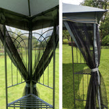 10x10 Outdoor Patio Gazebo Canopy Tent With Ventilated Double Roof And Mosquito net(Detachable Mesh Screen On All Sides); Suitable for Lawn; Garden; Backyard and Deck; Gray Top