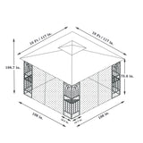 10x10 Outdoor Patio Gazebo Canopy Tent With Ventilated Double Roof And Mosquito net(Detachable Mesh Screen On All Sides); Suitable for Lawn; Garden; Backyard and Deck; Gray Top