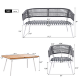 4-Piece Patio Furniture Set, Outdoor Furniture with Acacia Wood Table, Patio Conversation Set with Deep Seating & Thick Cushion for Backyard Porch Balcony