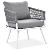 4-Piece Patio Furniture Set, Outdoor Furniture with Acacia Wood Table, Patio Conversation Set with Deep Seating & Thick Cushion for Backyard Porch Balcony