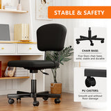Mesh Task Chair Plush Cushion, Armless Desk Chair Home Office Chair, Adjustable Swivel Rolling Task Chair, Comfortable Mesh Back Computer Work Dressing Chair, Black