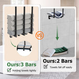 Towel Racks for Bathroom Wall Mounted, 3 Bars Metal Towel Holder with Top Shelf and 3 Hooks, Black Bath Towel Storage for Small Bathroom Organizer Decor or RV Camping