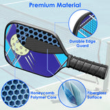 1Pc Pickleball Set 2 Fiberglass Paddles 4 Outdoor Indoor Balls Portable Carry Bag 2 Cooling Towel Lightweight Ergonomic Grip for Beginners Pros