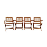 Foldable Patio Dining Set, 4 Folding Chairs, Indoor and outdoor universal, Teak