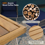 4-Piece Patio Furniture Set, Outdoor Furniture with Acacia Wood Table, Patio Conversation Set with Deep Seating & Thick Cushion for Backyard Porch Balcony