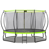 New Design 14FT Trampoline for Kids with Upgraded Arc Composite Pole and Safety Enclosure Net, Ladder and 8 Wind Stakes, Round Outdoor Recreational Playset Balanced Physical Training Trampoline