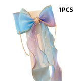 Chiffon Bow Ribbon Girls Hairpins Cute Colorful Bows Flowers Children Hair Clips Fashion Hair Accessories