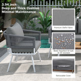 4-Piece Patio Furniture Set, Outdoor Furniture with Acacia Wood Table, Patio Conversation Set with Deep Seating & Thick Cushion for Backyard Porch Balcony