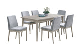 7pc Dining Set Natural Wood Grain Color Dining Table Rectangle Dining Table And Chairs Plush Comfort Fabric Dining Room Furniture