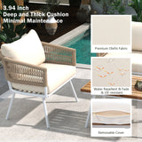 4-Piece Patio Furniture Set, Outdoor Furniture with Acacia Wood Table, Patio Conversation Set with Deep Seating & Thick Cushion for Backyard Porch Balcony