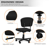 Mesh Task Chair Plush Cushion, Armless Desk Chair Home Office Chair, Adjustable Swivel Rolling Task Chair, Comfortable Mesh Back Computer Work Dressing Chair, Black