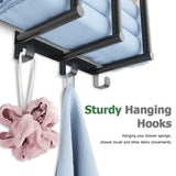 Towel Racks for Bathroom Wall Mounted, 3 Bars Metal Towel Holder with Top Shelf and 3 Hooks, Black Bath Towel Storage for Small Bathroom Organizer Decor or RV Camping