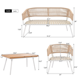 4-Piece Patio Furniture Set, Outdoor Furniture with Acacia Wood Table, Patio Conversation Set with Deep Seating & Thick Cushion for Backyard Porch Balcony